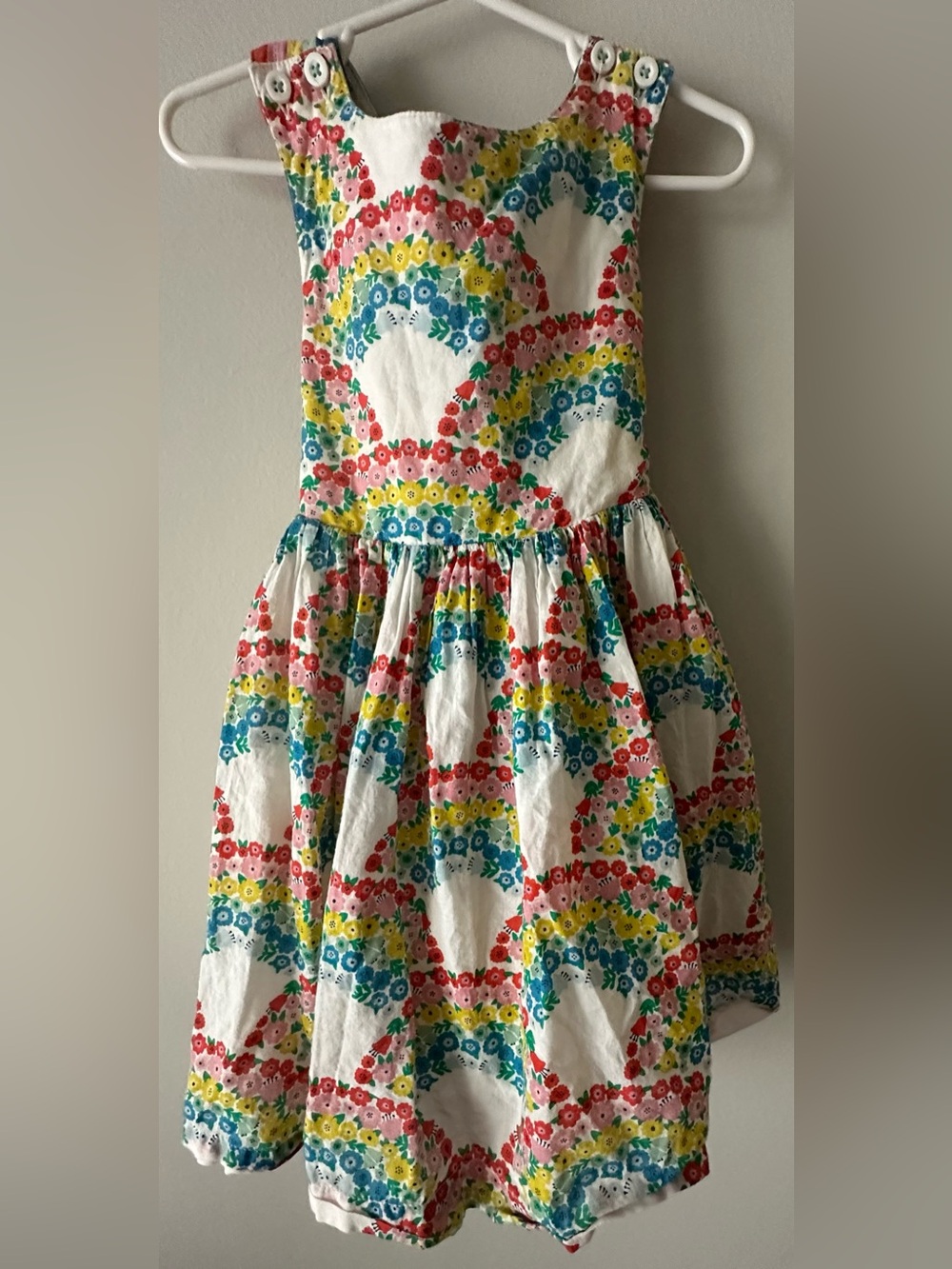 Mini Boden girls 3-4 rainbow floral cross back dress